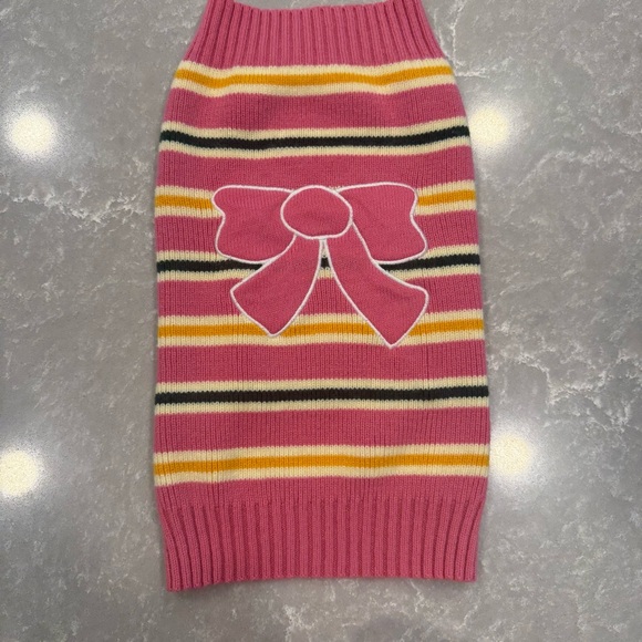 Perfectly Pet Other - Perfectly Pet Pink Striped Knit Dog Sweater w/ Bow – Size L